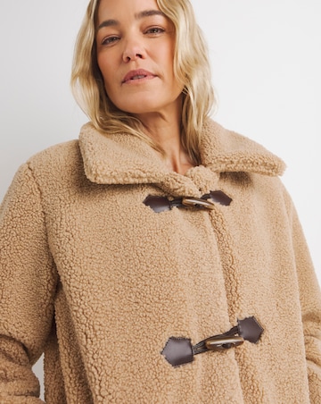 Camel Collared Duffle Teddy Mid Length Coat
