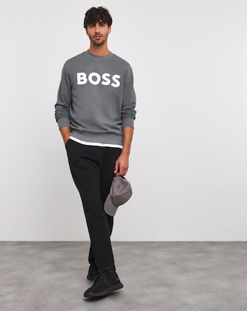 BOSS Dark Grey Large Logo Crew Sweatshirt