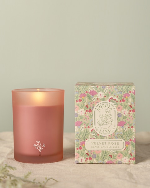 Sophia Lane Velvet Rose Floral Candle - 250g