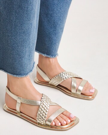 Selma Leather Woven Elastic Sandal - Wide Fit (E)