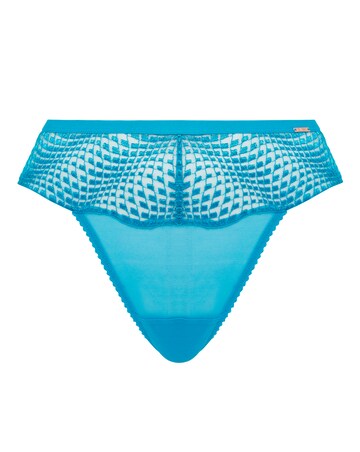 Figleaves Curve Amalfi Wave Embroidery High Leg Thong - Blue