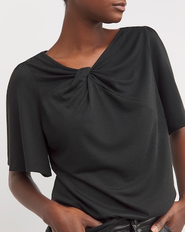 Black Twist Detail Angel Sleeve Top