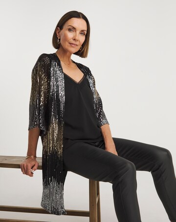 Multi Zig Zag Sequin Kimono