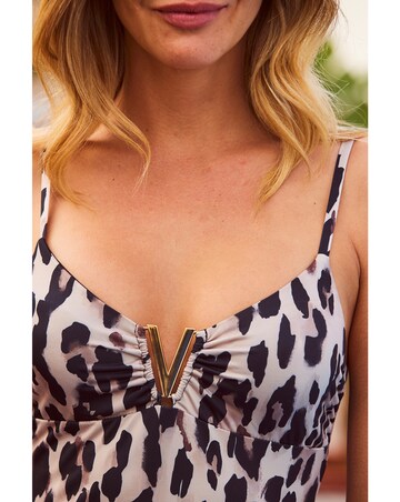 Sosandar Leopard Print V Trim Swimsuit