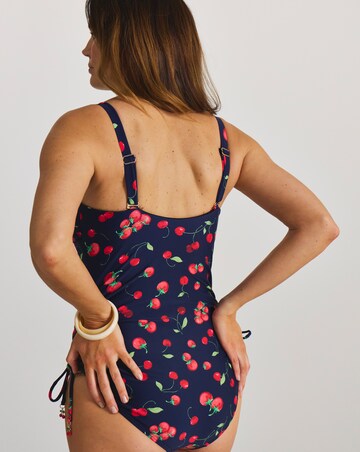 MAGISCULPT Medium Control Cherry Print Adjustable Leg Bandeau Swimsuit