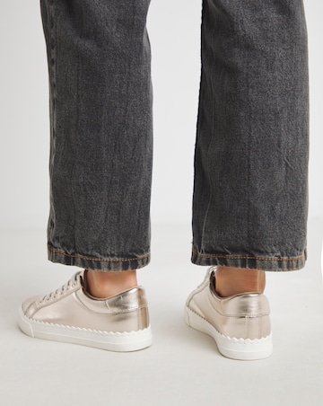 Janey Scalloped Edge Lace Up Trainer - Wide Fit (E)