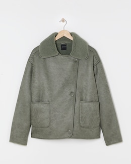 Sage Revere Collar Shearling Jacket