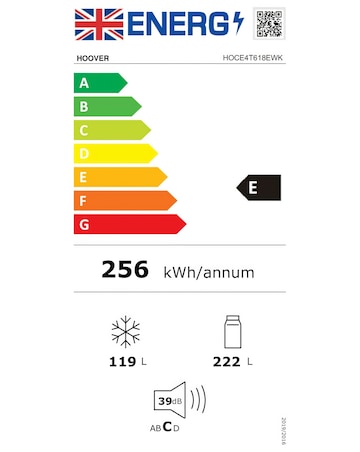 Hoover HOCT3L517EWBK-1 H FRIDGE 300 Low Frost Fridge Freezer - Black - E Rated
