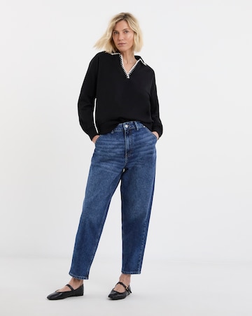 Contrast Stitch Collared Sweatshirt