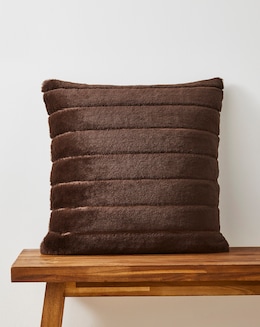Large Ribbed Faux Fur Cushion