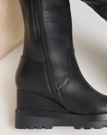 Leyner Stretch Wedge Knee High Boots Extra Wide EEE Fit Standard Calf