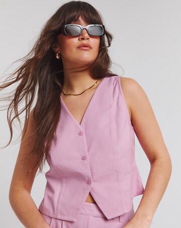 Native Youth Lilac Linen Mix Waistcoat