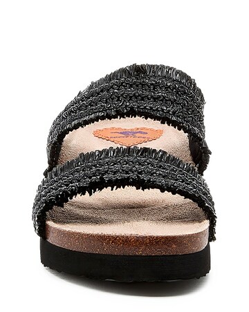Rocket Dog Black Aruba Raffia Slider Sandals