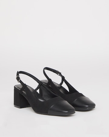 Heavenly Soles Tegan Low Block Heel Slingback Shoes - Wide Fit (E)