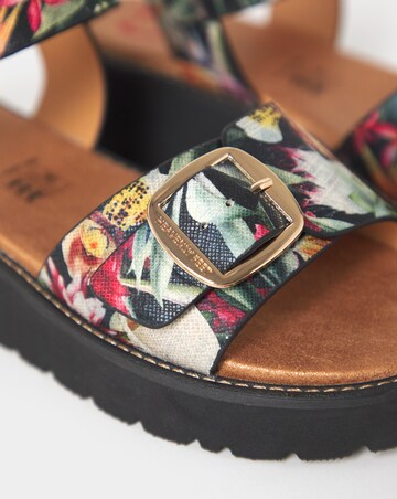 Heavenly Feet Sonja Floral Buckle Platform Sandals - Wide Fit (E)