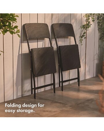VonHaus Rimini Black Faux Rattan Garden Chairs - Set of 2