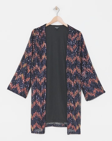 Zig Zag Sequin Longline Cardi