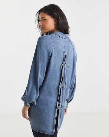 Simply Be Light Wash Open Back Denim Shirt