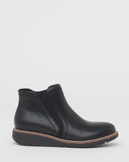 Heavenly Soles Rashida Low Wedge Chelsea Boots - Extra Wide Fit (EEE)