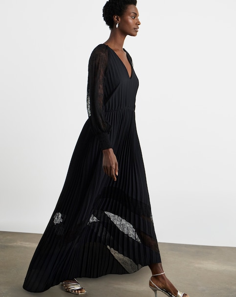 Joanna Hope Pleated Dress With Lace Detail