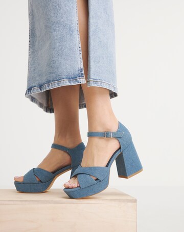 Mia Cross Front Platform Heeled Sandals - Extra Wide Fit (EEE)