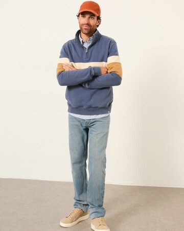 FatFace Brooke Half Neck Colour Block Sweatshirt (Regular & Tall) - Denim Blue