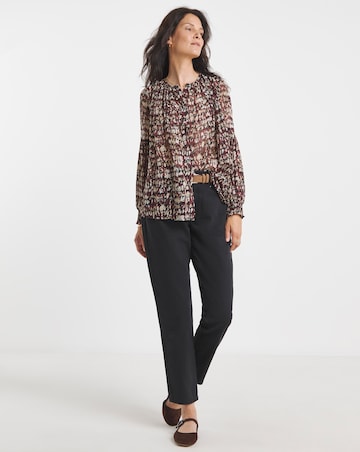 Georgette Collarless Blouson Sleeve Blouse