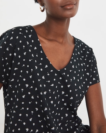 Pure Cotton V Neck Peplum Side Panel Top