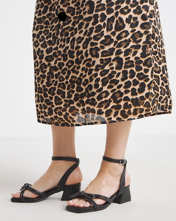 Cassia Diamante Bow Low Block Heel Sandals - Extra Wide Fit (EEE)