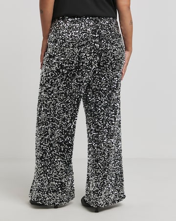 Gunmetal Wide Leg Sequin Trousers