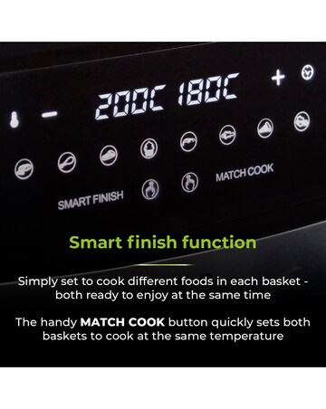 Tower 2x 4.5Litre 1600W Vortex Black Dual Basket Digital Air Fryer T17088