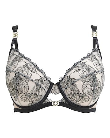 Figleaves Emilia Sketchy Embroidery Balcony B-G - Black/Almond