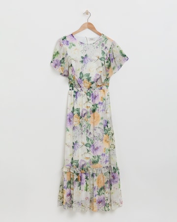 Flounce London Chiffon Floral Frill Hem Maxi Dress