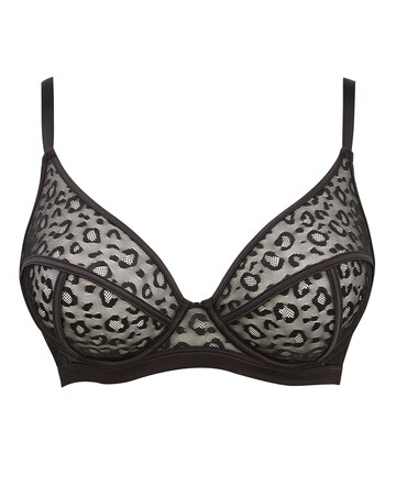 Figleaves Pimlico Non-Pad Underwired Plunge Bra B-GG - Black Leopard