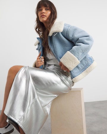 Light Wash Denim Aviator Jacket