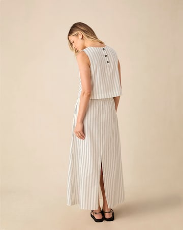 Ro&Zo Ivory Stripe Linen Skirt