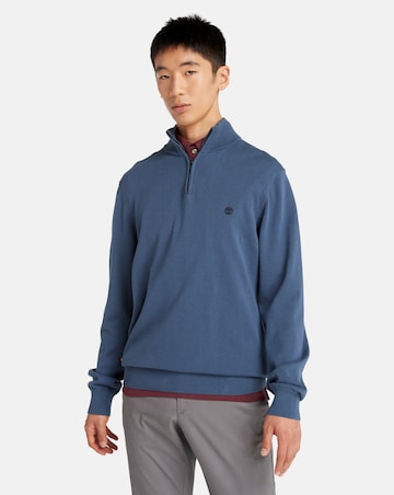 Timberland Williams River Cotton 1/4 Zip Jumper - Blue