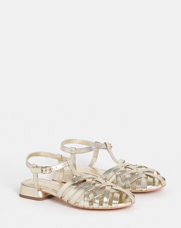 Aquaria Refined Woven Leather T Bar Shoes - Wide Fit (E)