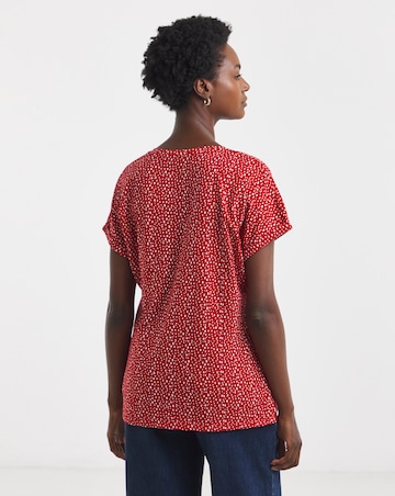 Red Spot V-Neck Short Sleeve T-Shirt
