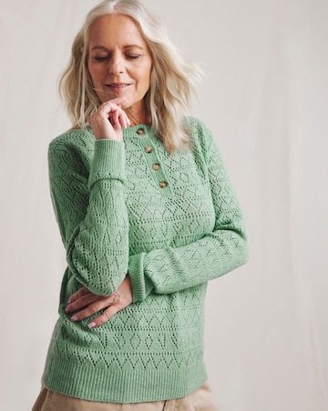 Julipa Pointelle Soft Wool Henley Jumper