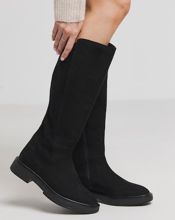 Perry Stretch Back Panel Flat Knee High Boots Wide E Fit Curvy Plus Calf