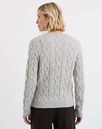 Grey Cable Knitted Bomber