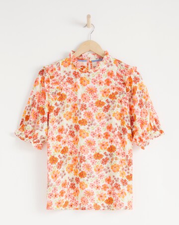 Anise Delphine Pink Floral Print Shirred Shoulder Top