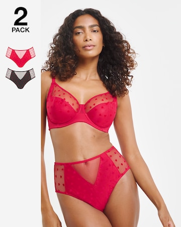 Pretty Secrets (2 Pack) Hannah Heart Full Brief Knickers Red/Black