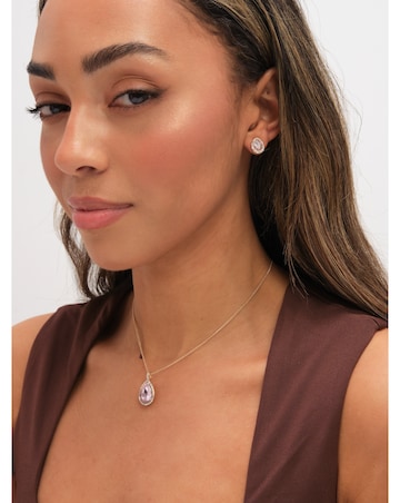 Jon Richard Gold Plated and Pink Pear Drop Trio Set - Gift Box