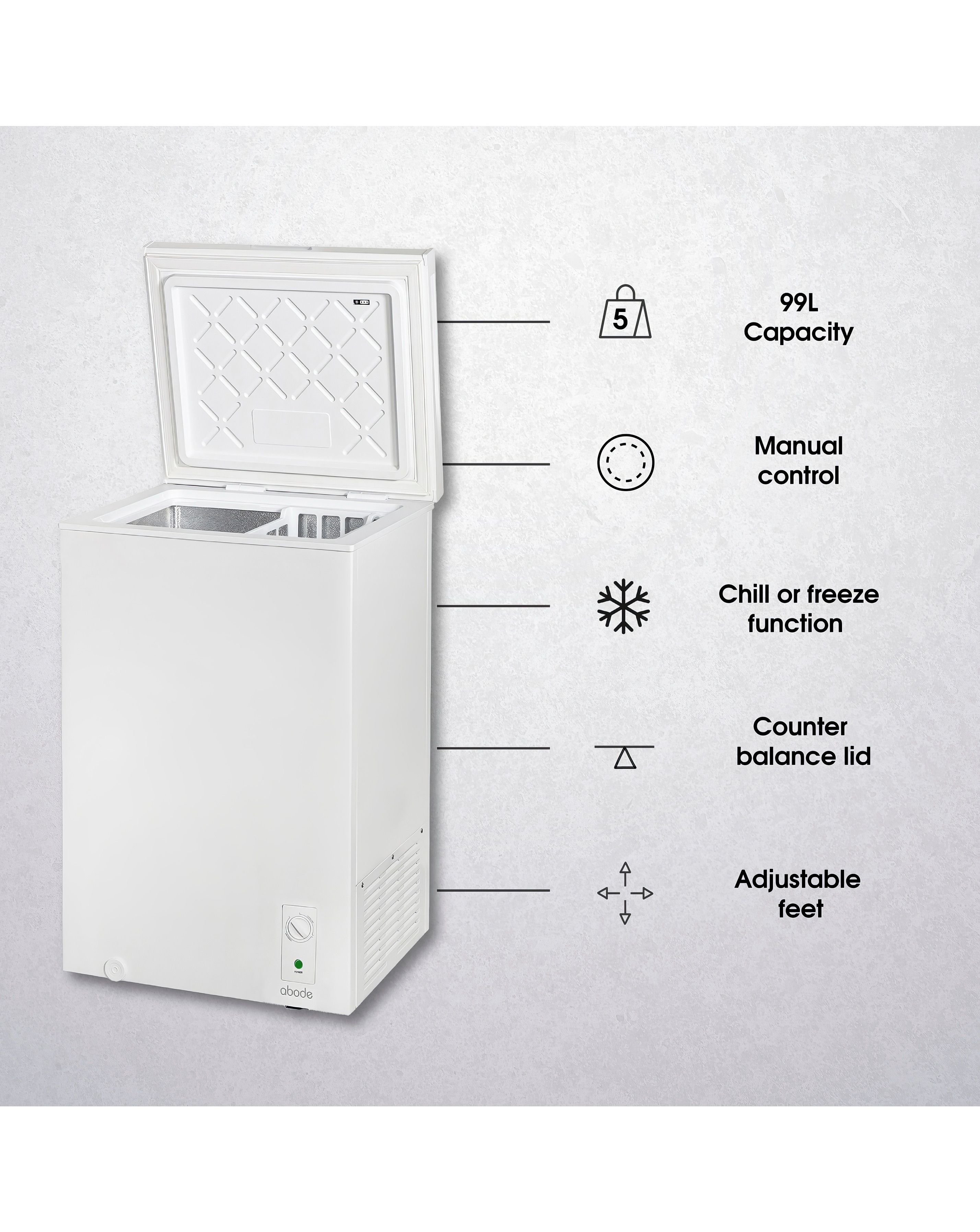 Abode A99CF0E1W Chest Freezer 99L - White | Ambrose Wilson