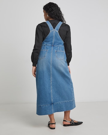 Simply Be Light Mid Blue Denim Dungaree Dress