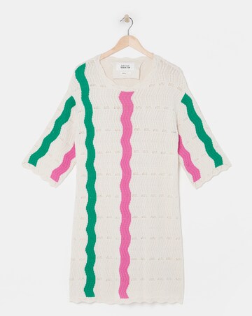 Native Youth Multi Stripe Short Sleeve Knitted Mini Dress