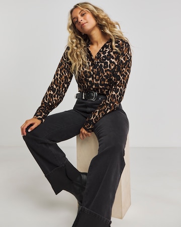 Leopard Print Long Sleeve Relaxed Shirt