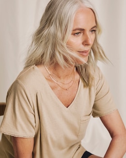 Julipa Linen Mix V-Neck Pocket T-Shirt